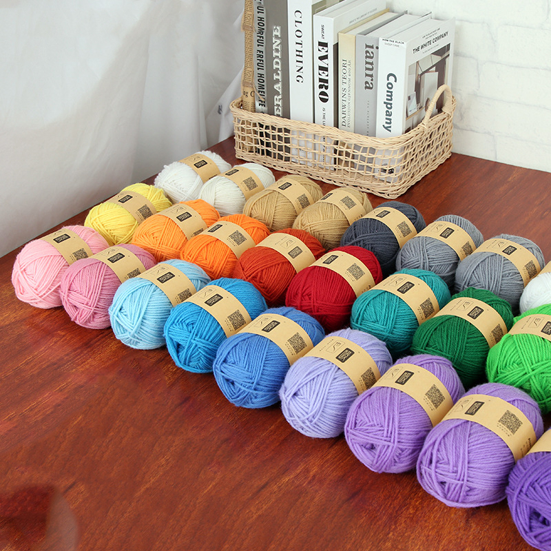 50g 39 màu Len milk cotton bông mềm sữa bông dệt kim sợi chống pilling chất lượng cao dệt kim 4 lớp bông sợi cho crochet khăn len mũ búp bê thủ công