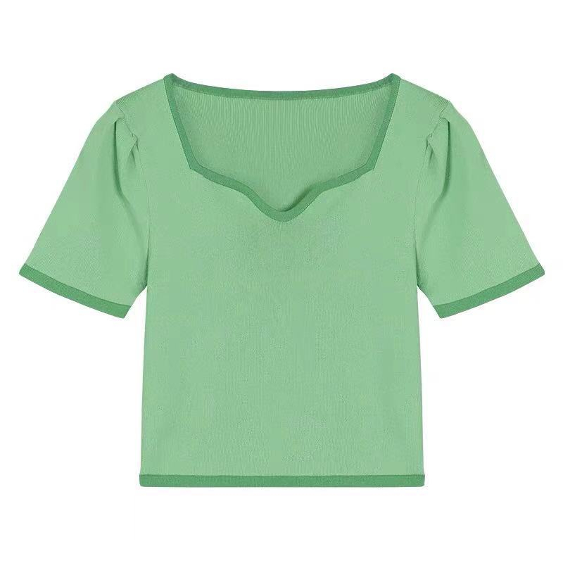 Áo Thun Tay Ngắn Cổ Vuông Thời Trang Cho Nữ