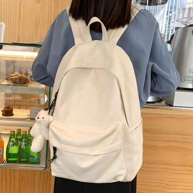 Adella Store Balo đi học có khóa kéo phong cách Hàn Quốc nhiều màu tùy chọn đa năng cho nữ L25S017 0421