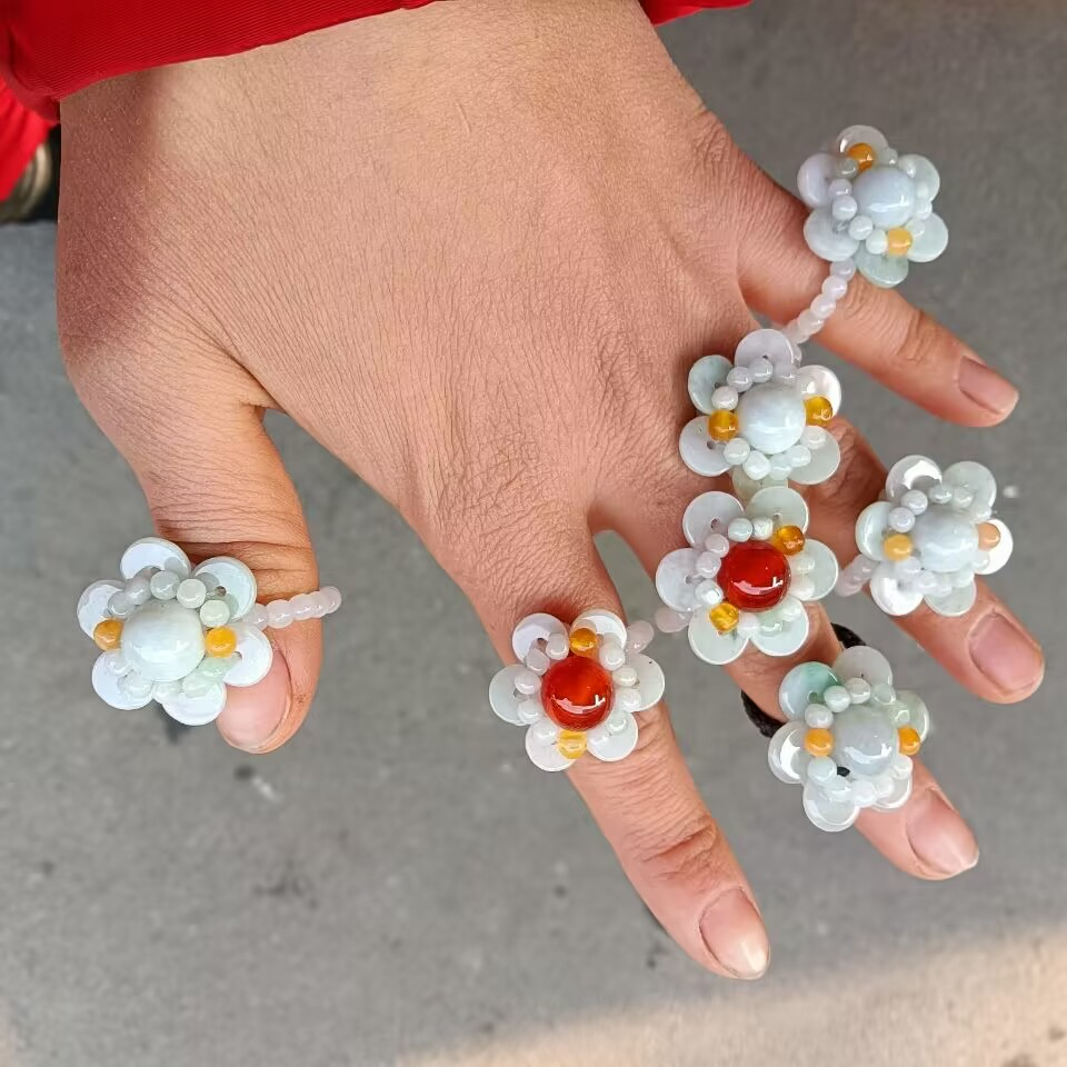 Vòng Tay Chuỗi Hạt Đá Ngọc Bích Tròn Màu Đỏ Và Xanh Lá Tự Nhiên Myanmar jade Thời Trang Cho Nữ