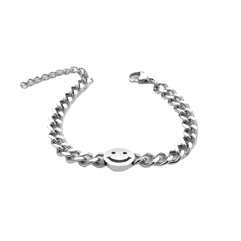 Vòng Tay Thép Titan Mặt Vuông / Mặt Cười Đơn Giản Phong Cách Hàn Quốc Cho Cặp Đôi