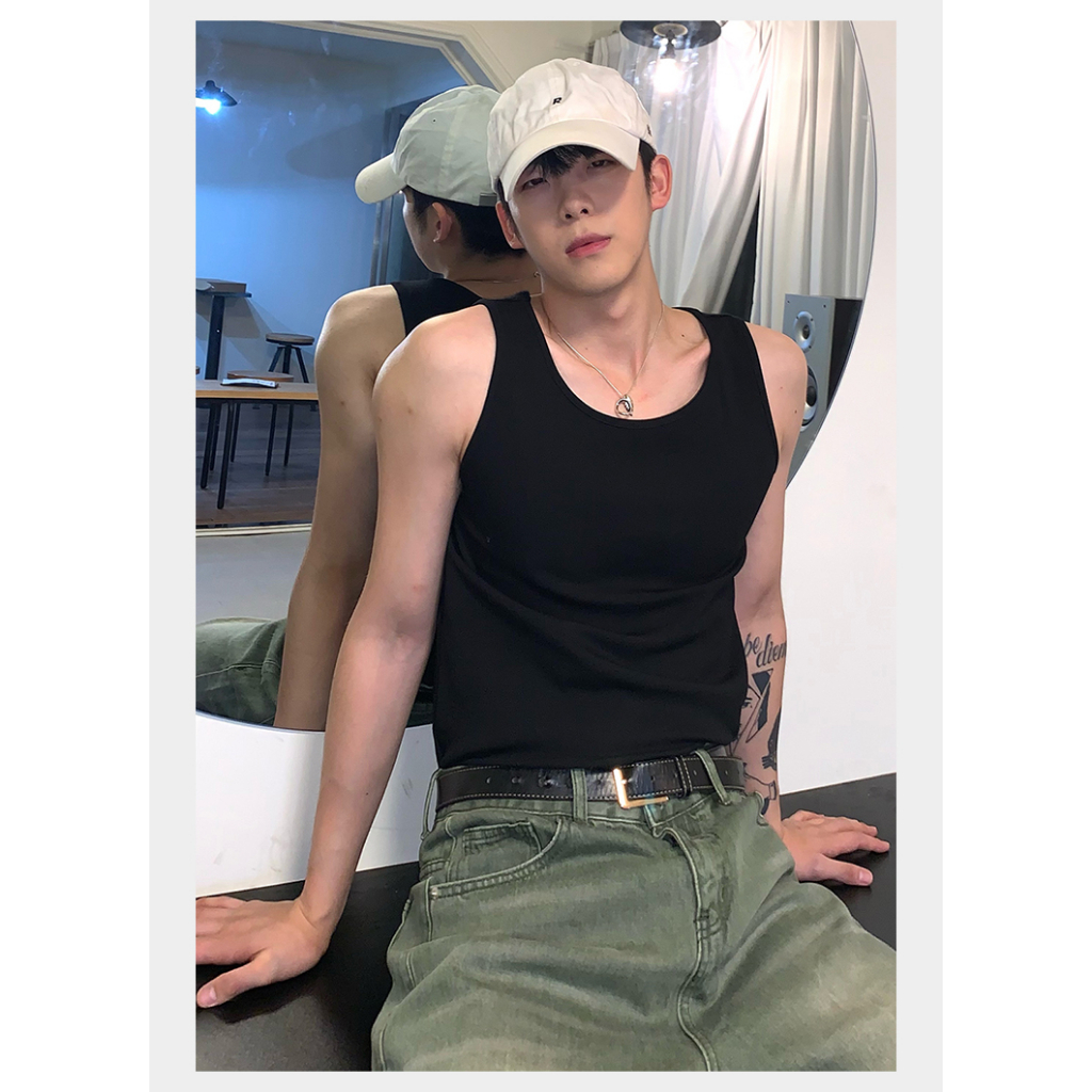 Áo Thun Thể Thao Sát Nách Vải cotton Màu Trơn Thời Trang Cho Nam