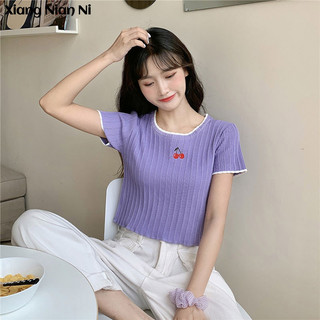 Xiang Nian Ni Áo Thun Tay Ngắn Cổ Tròn Dáng Ôm Phối Màu Sáng Tạo Phong Cách Hàn Quốc Cho Nam Giới