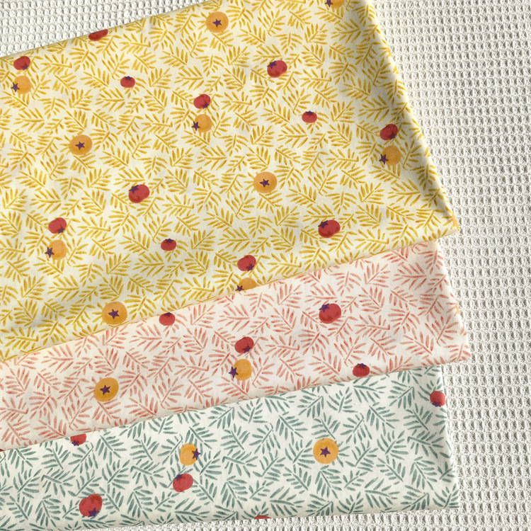 (Hàng Mới Về) Vải cotton Rộng 60 '', Thiết Kế Hình Lá persimmon Và Lá Cho Váy kain bidang 60 ''