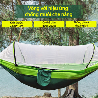 HOMFUL【COD】 Võng Dù Có Mùng, Size 2,6m, Hai Người, Võng Leo Núi, Vải Dù, Võng Đi Trường, Tải 200kg, Võng Chống Muỗi, Thoáng Khí, Tiện Lợi OT0122