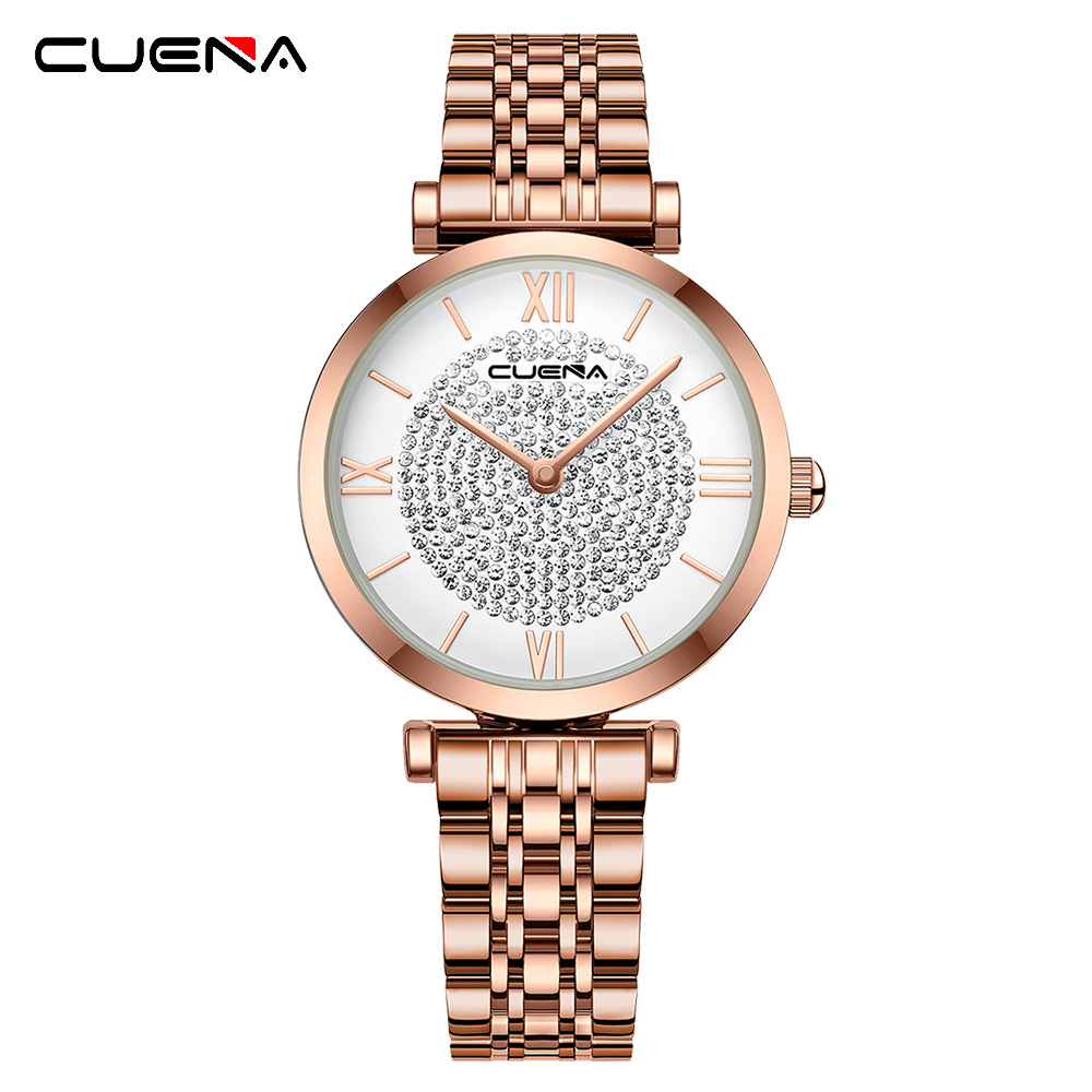 Đồng Hồ Quartz CUENA Chống Thấm Nước Chất Liệu Thép Không Gỉ 6066