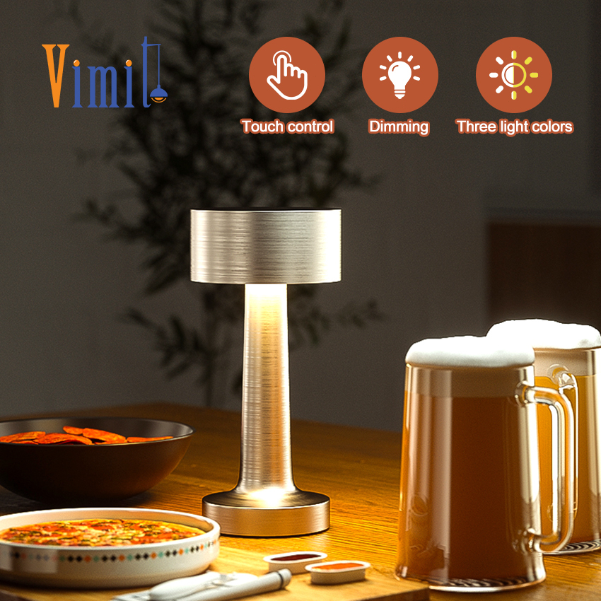 【Miễn phí vận chuyển】Vimite Đèn LED Để Bàn Không Dây Cảm Ứng Ánh Sáng Ban Đêm Ba Màu Sắc Sử Dụng Cho Quán Bar / Phòng Ngủ / Khách Sạn