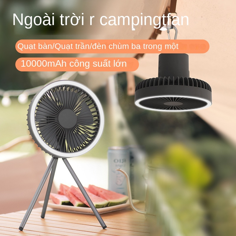 HOMFUL【COD】 Quạt Mini Sạc điện Có đèn , Quạt Cắm Trại Có Thể Bị Treo/có Thể đặt Thời Gian/gió Lớn, Quạt Chân Máy, Quạt Mở Ngoài Trời, Quạt Treo Nhỏ Di động, Quạt điện Nhỏ USB Mini, Quạt Treo Lều OT0117