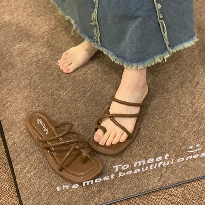 Dép Sandal Đế Bằng Phong Cách Pháp Thời Trang Xuân Hè Cho Nữ
