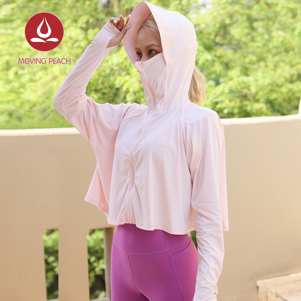 MOVING PEACH BSZ Áo Khoác Chống Tia UV Toàn Diện Có Lỗ Xỏ Ngón Cái Cho Nữ