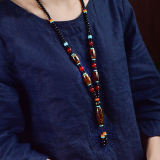Vòng cổ Chuỗi Hạt Đá Mã Não Chín Mắt Tự Nhiên Phong Cách Dân Tộc Cổ Điển Cho Nam Và Nữ DIY