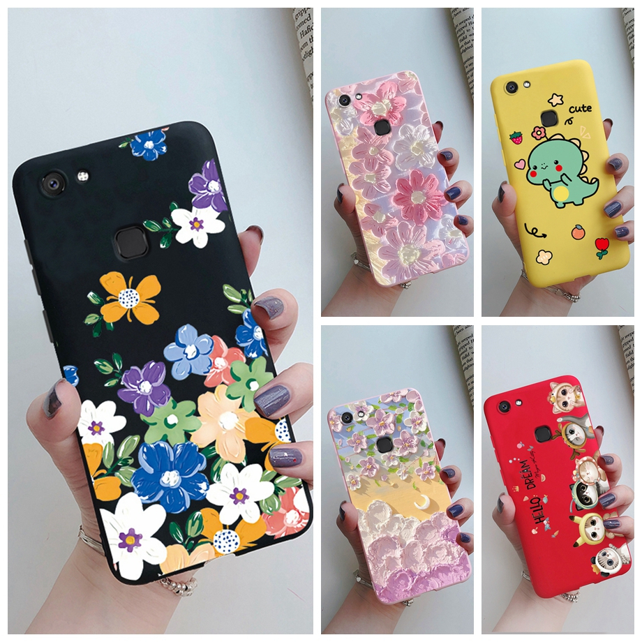 Ốp Điện Thoại TPU Dẻo In Họa Tiết Hoạt Hình Bông Hoa Xinh Xắn Cho Vivo V7 1718 VivoV7 V 7 1718