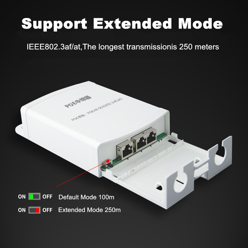 Công tắc mạng POE Extender Outdoor Waterproof 200m Network Extension 1 In 4 Output POE Repeater Switch