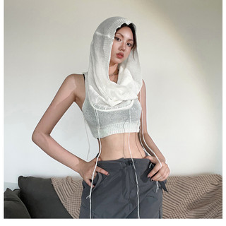 Klalien Áo Dệt Kim Sát Nách Màu Trơn Thoáng Khí Phong Cách Đường Phố Đơn Giản Cá Tính Cho