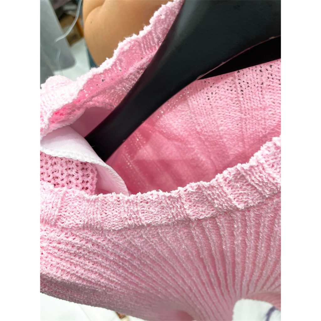 Áo Dệt Kim Tay Ngắn Màu Sắc Trơn Phong Cách Hàn Quốc Thời Trang Cho Nữ