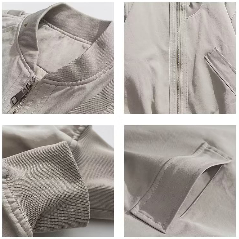 Áo khoác kaki nam mỹ vintage thời trang áo khoác bomber nam bóng chàyphong cách đường phố simple loose áo khoác unisex