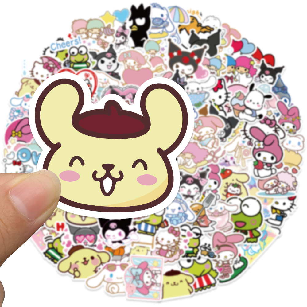 SANRIO Bộ 100 Miếng Dán Hoạt Hình Hello Kitty Cinnamoroll Kuromi My Melody Dễ Thương Chống Thấm Nước Trang Trí Đồ Chơi Trẻ Em