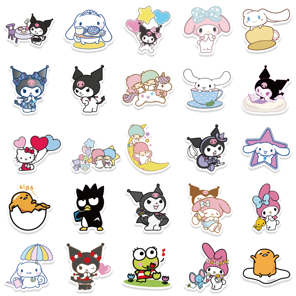 SANRIO Bộ 100 Miếng Dán Hoạt Hình Hello Kitty Cinnamoroll Kuromi My Melody Dễ Thương Chống Thấm Nước Trang Trí Đồ Chơi Trẻ Em