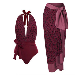 Bikini bãi biển phong cách châu Âu và Mỹ dính dây đeo in mô hình hiển thị gầy bao gồm bụng sexy đồ bơi nữ