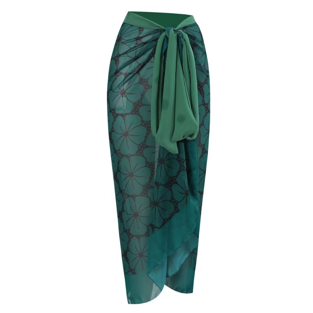 Bikini bãi biển phong cách châu Âu và Mỹ dính dây đeo in mô hình hiển thị gầy bao gồm bụng sexy đồ bơi nữ