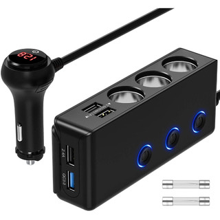 Tẩu Sạc Nhanh 3 Cổng USB 3.0 120W 12V / 24V 4 Cổng Có Màn Hình LED Hiển Thị Điện Áp Cho Xe Hơi