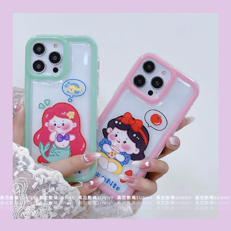 Ốp Điện Thoại Túi Khí Chống Sốc Màu Trong Suốt Hình Bạch Tuyết / Nàng Tiên Cá Cho iphone 14 13 11 12 pro max
