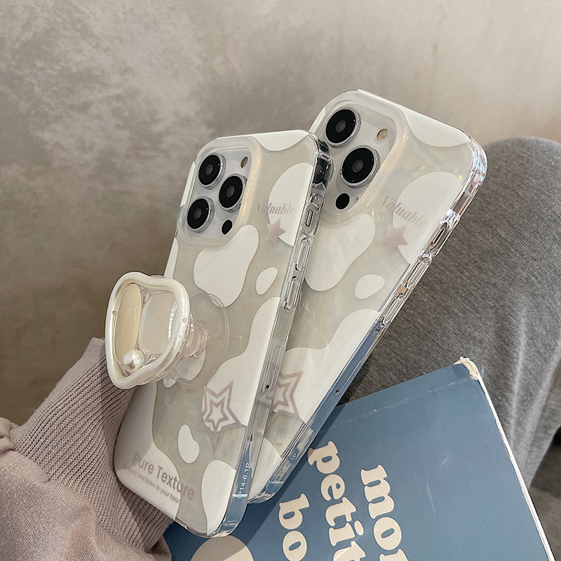 Ốp Điện Thoại Dày Hai Lớp Chống Sốc Họa Tiết Bò Sữa Có Giá Đỡ Cho iPhone 14 13 11 12 pro max Apple 13