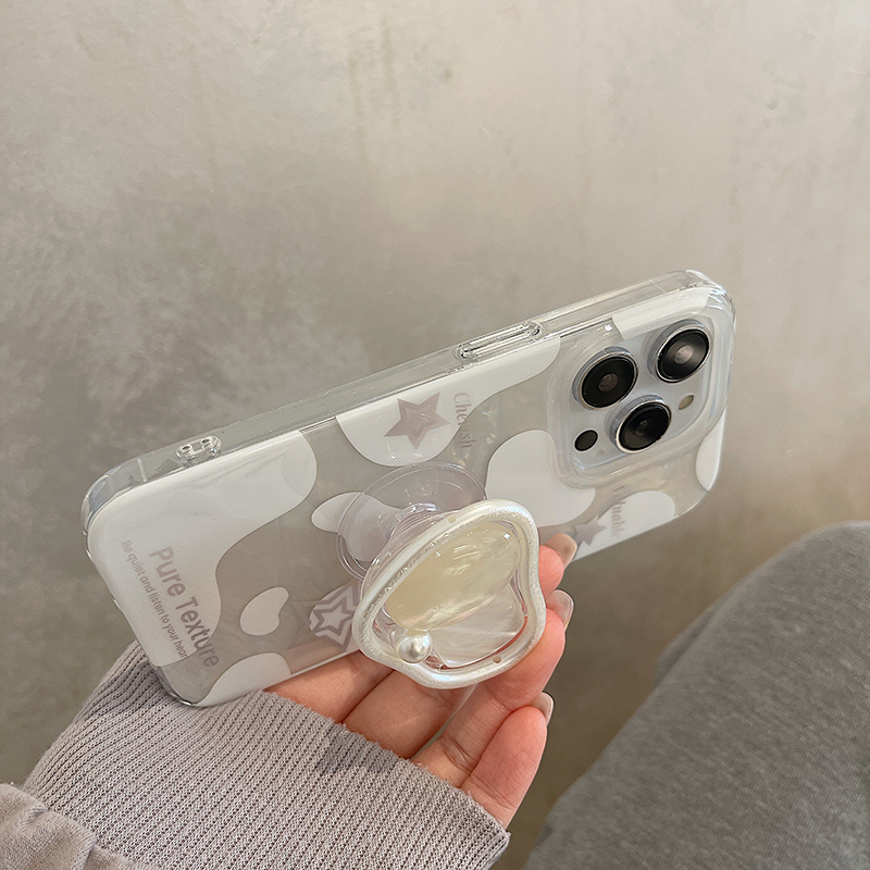 Ốp Điện Thoại Dày Hai Lớp Chống Sốc Họa Tiết Bò Sữa Có Giá Đỡ Cho iPhone 14 13 11 12 pro max Apple 13