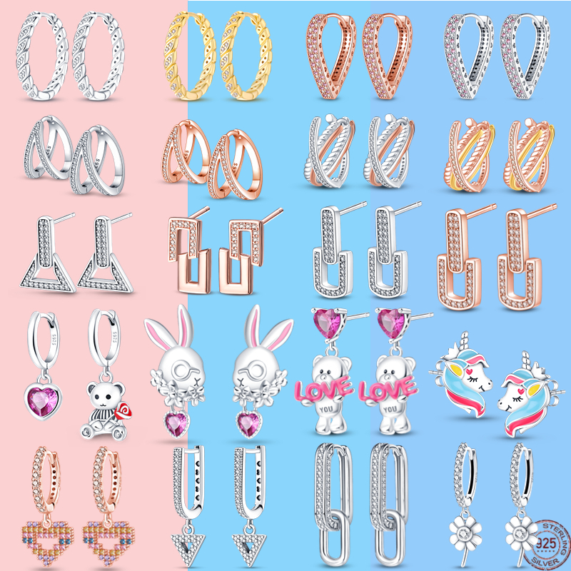 Bông Tai Mạ Bạc 925 Hình Tròn Đính Đá Zircon Thời Trang Mới 2023