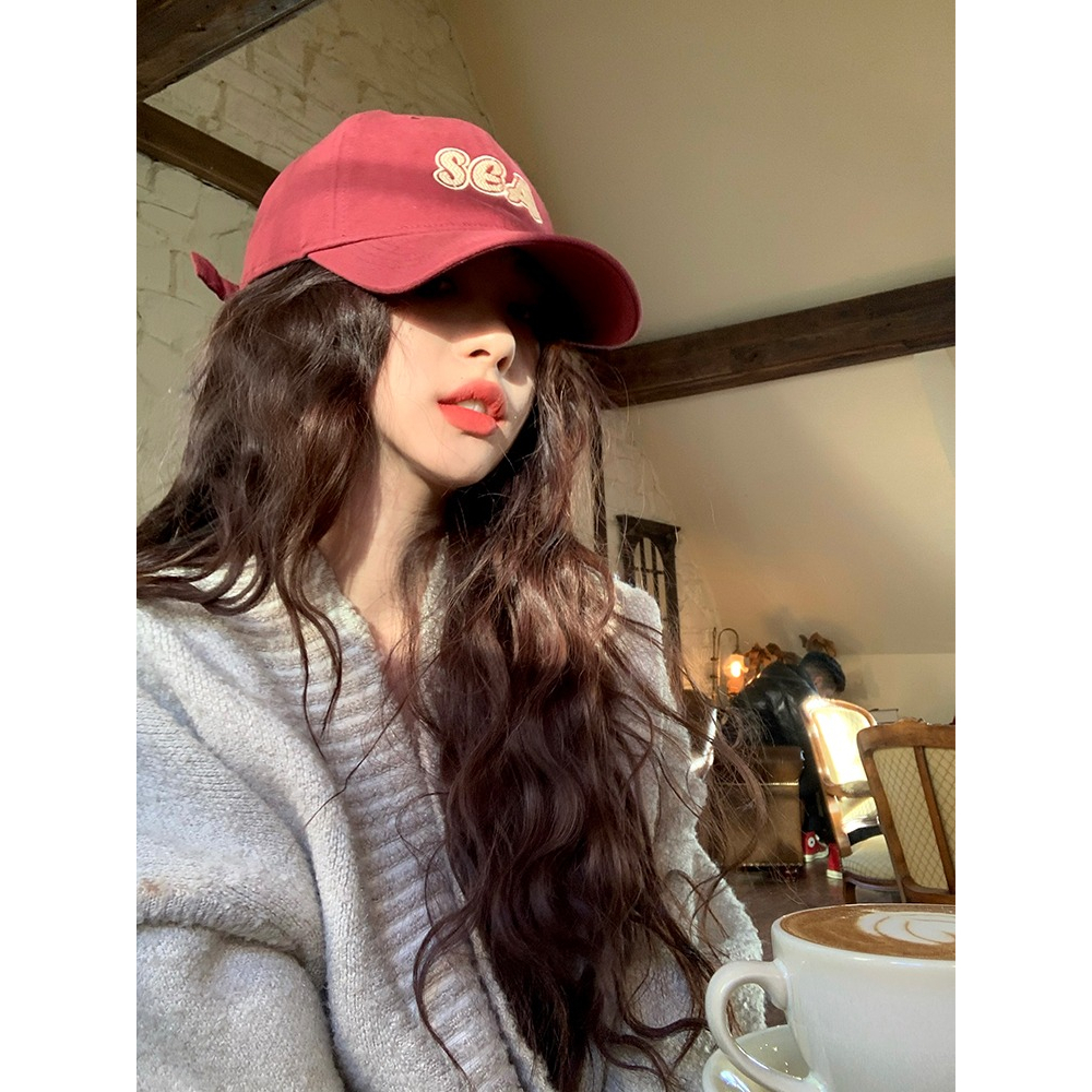 Mũ Lưỡi Trai Che Nắng Che Phủ Mặt Sâu Màu Đỏ Rượu Phong Cách Mới 2023 Dành Cho Bạn Nữ