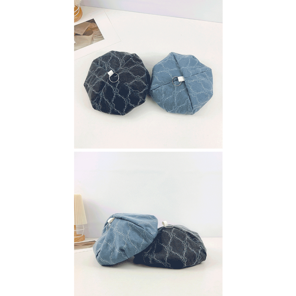 Mũ Beret Vải Denim Thời Trang Hàn Quốc Phong Cách Đường Phố