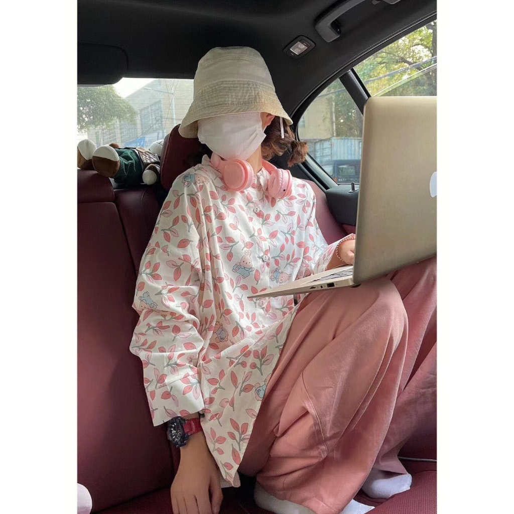 Áo Sơ Mi Nữ Tay Dài Dáng Rộng Phong Cách Hàn Quốc baju baju wanita Lenan panjang