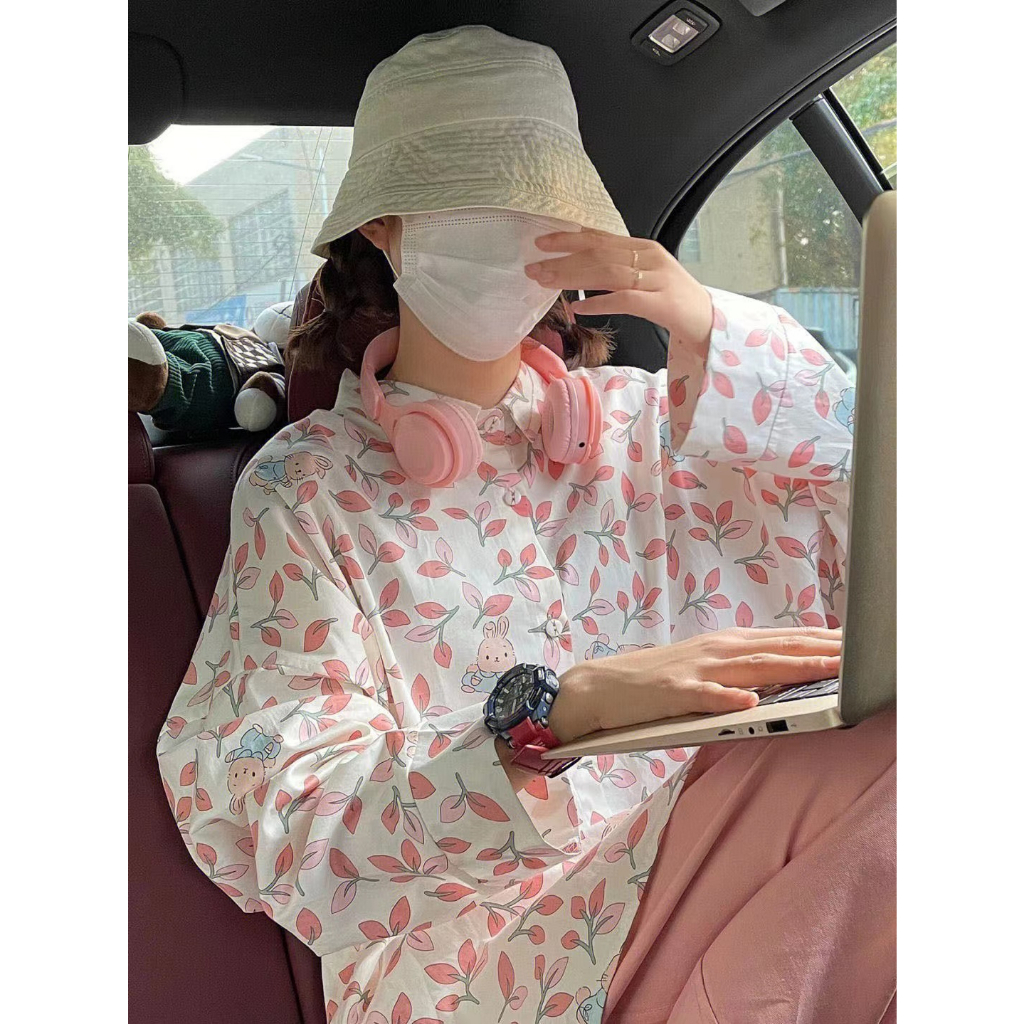 Áo Sơ Mi Nữ Tay Dài Dáng Rộng Phong Cách Hàn Quốc baju baju wanita Lenan panjang