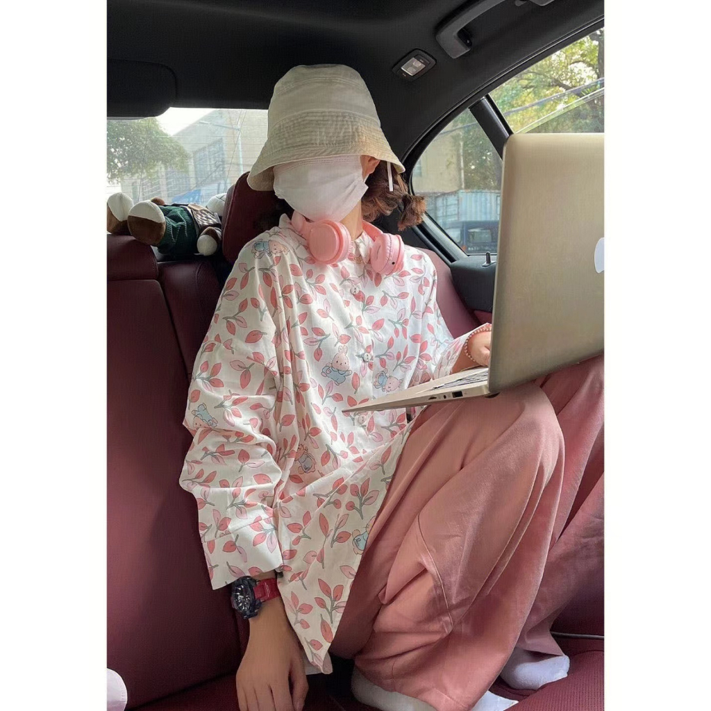 Áo Sơ Mi Nữ Tay Dài Dáng Rộng Phong Cách Hàn Quốc baju baju wanita Lenan panjang