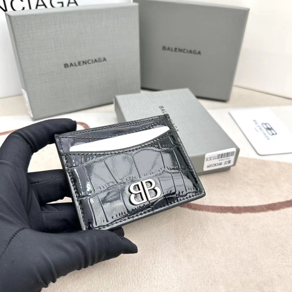 Mới chính hãng Balenciaga cổ điển cá sấu nổi da bò thẻ chủ thẻ túi 6002826