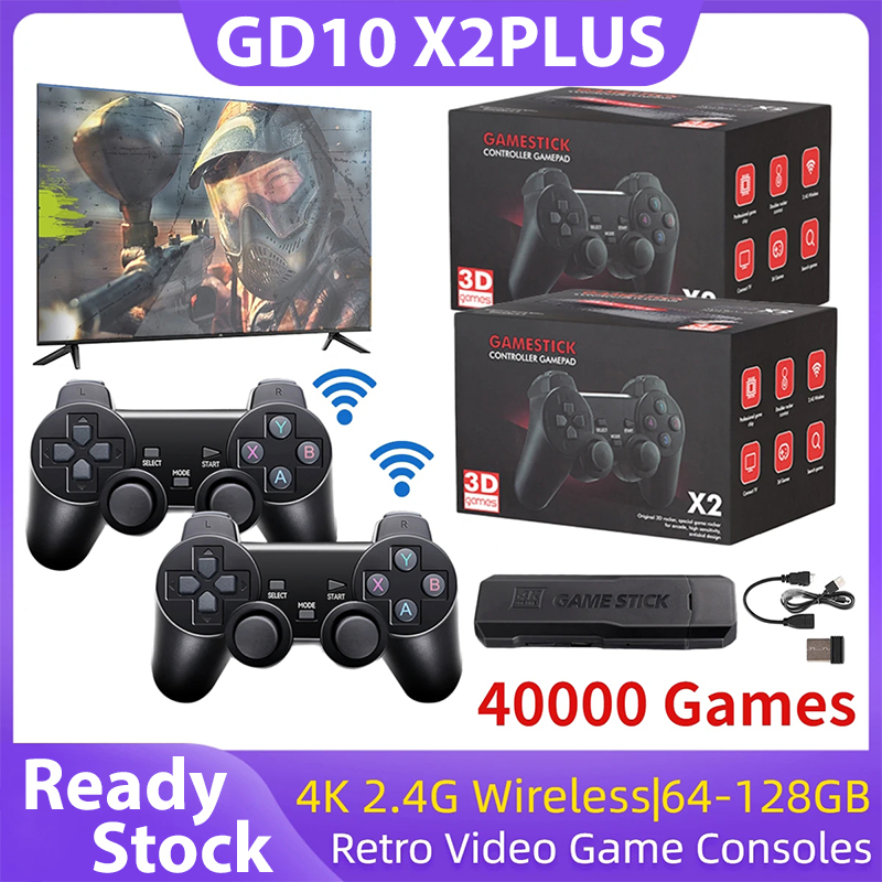 Bộ Điều Khiển Trò Chơi Cổ Điển GD10 plus 4K 2.4G 40000 Trò Chơi 128GB Cho PS1 / GBA Boy