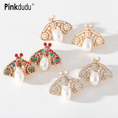 Khuyên tai Pinkdudu PD039 dáng dài hình bướm đính ngọc trai giả thời trang sang trọng cho nữ