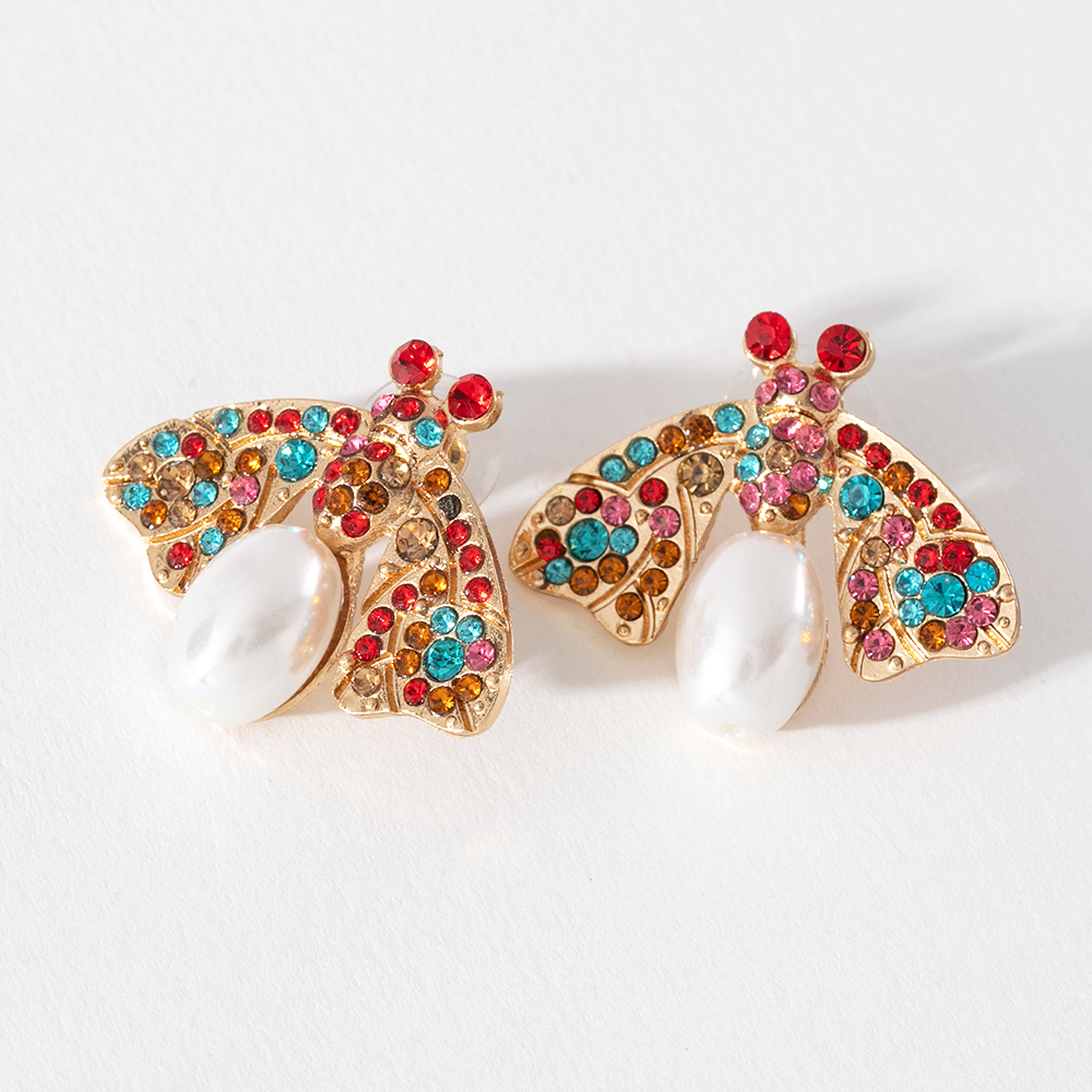 Khuyên tai Pinkdudu PD039 dáng dài hình bướm đính ngọc trai giả thời trang sang trọng cho nữ