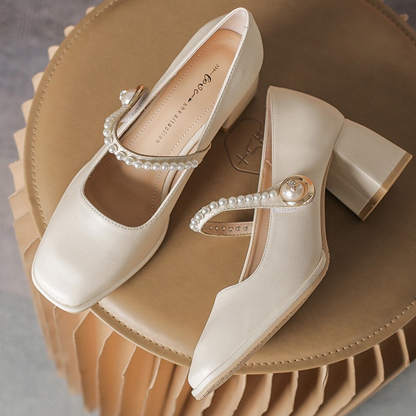 Giày cao gót Mary Jane SHIZHIBAOphong cách retro Hong Kong thời trang xuân thu 2023 mới