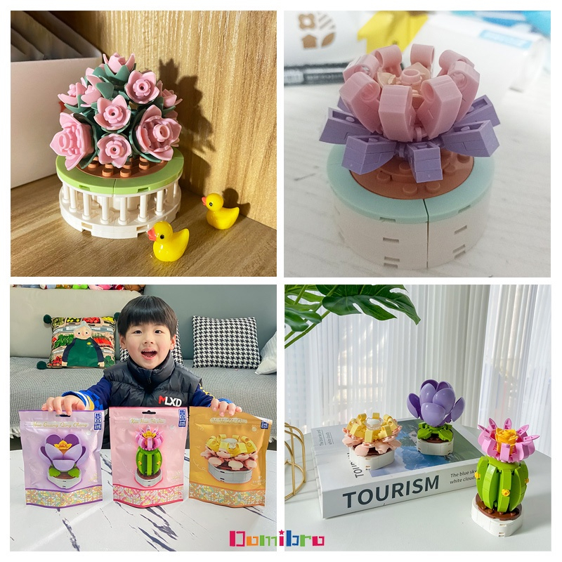 Bộ đồ chơi DIY mini Lego 3D - Lắp ráp mô hình hoa cửa hàng Domibro - Đồ chơi cho bé vui nhộn và dễ thương