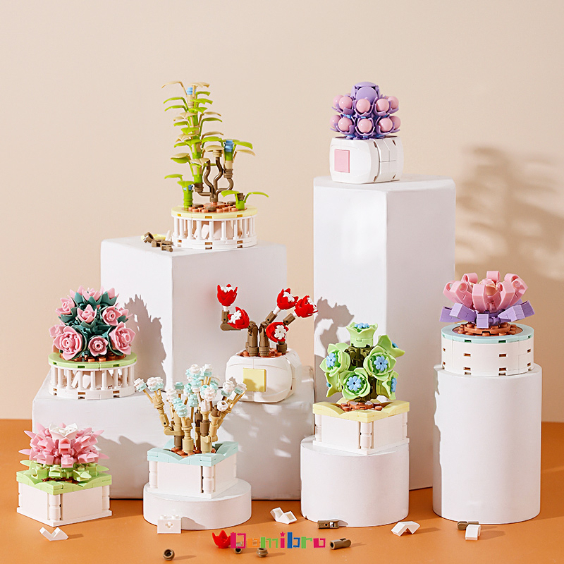 Bộ đồ chơi DIY mini Lego 3D - Lắp ráp mô hình hoa cửa hàng Domibro - Đồ chơi cho bé vui nhộn và dễ thương