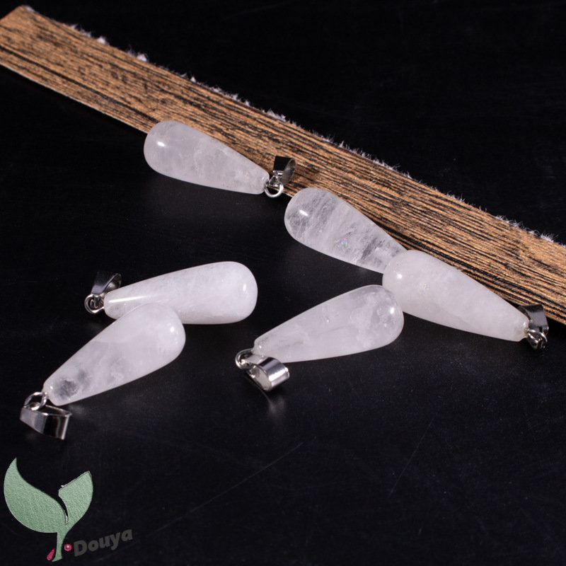 Mặt Vòng cổ Đá Thạch Anh Hình Giọt Nước Tự Nhiên