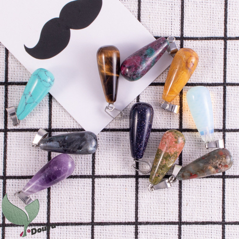 Mặt Vòng cổ Đá Thạch Anh Hình Giọt Nước Tự Nhiên