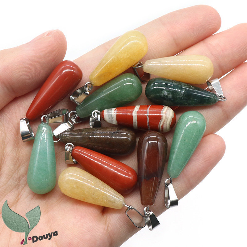 Mặt Vòng cổ Đá Thạch Anh Hình Giọt Nước Tự Nhiên