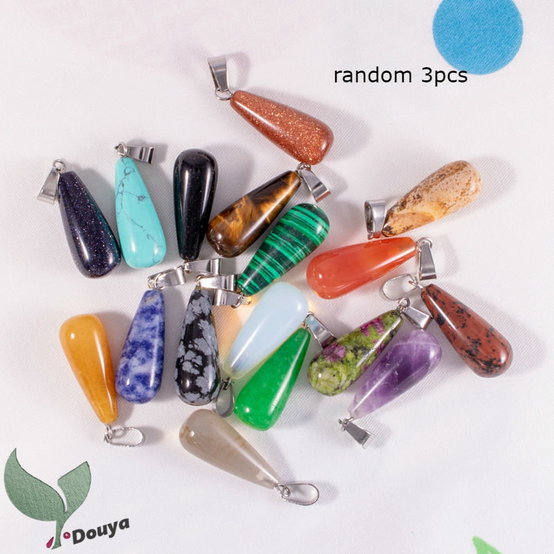 Mặt Vòng cổ Đá Thạch Anh Hình Giọt Nước Tự Nhiên