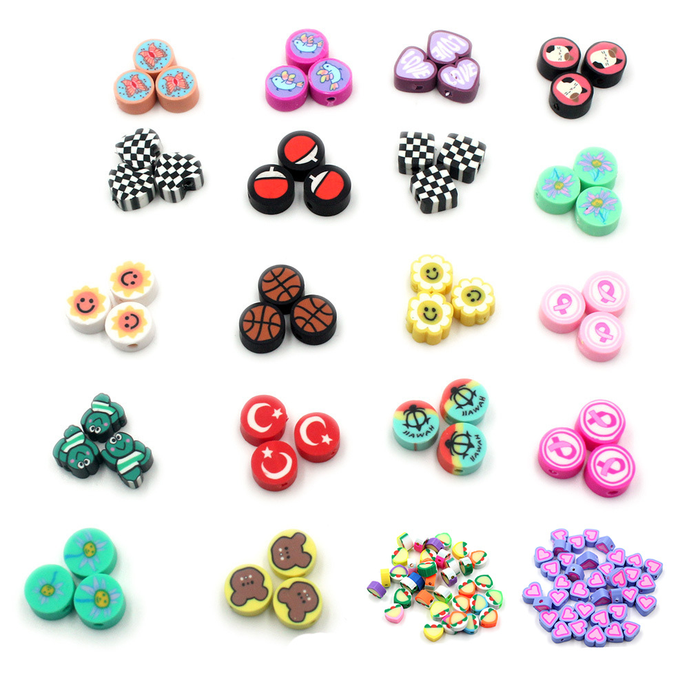 Set 50 Hạt Đất Sét polymer polymer Hình Trái Tim / Hoa Hướng Dương / Bướm Làm Trang Sức diy