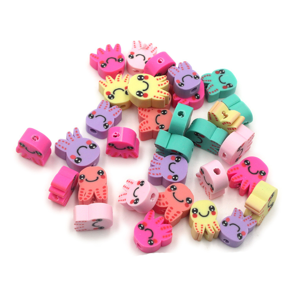 Set 50 Hạt Đất Sét polymer polymer Hình Trái Tim / Hoa Hướng Dương / Bướm Làm Trang Sức diy