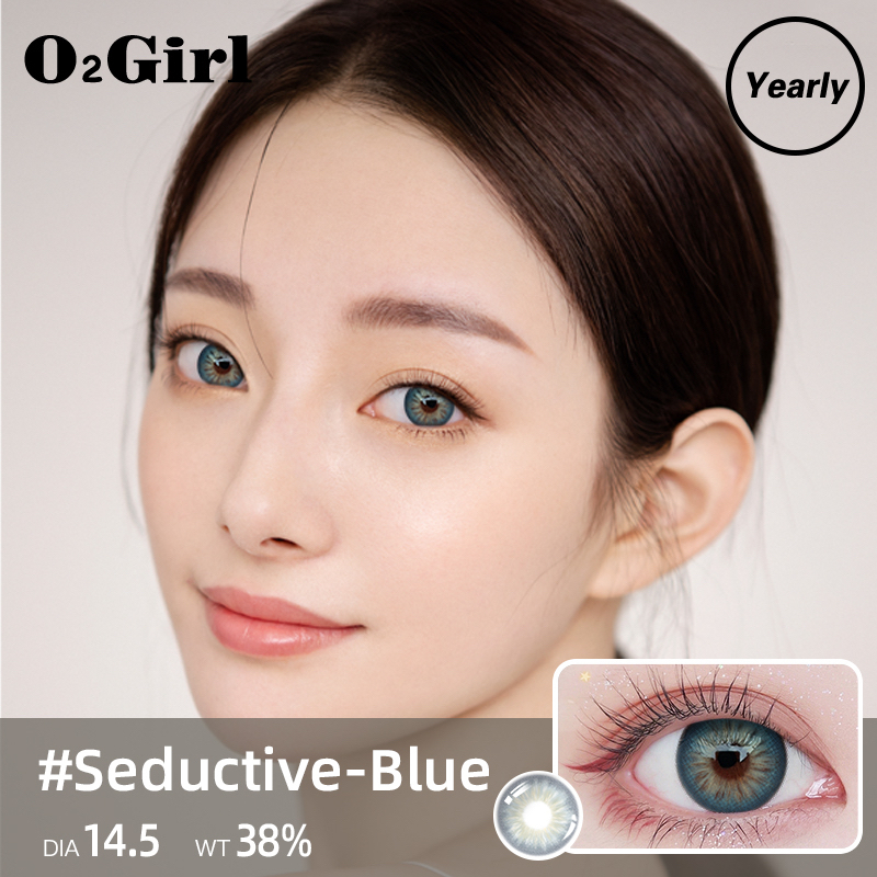O2Girl lens cận Flagship shop Sản phẩm mới  2 miếng màu  nữ14.5mm Xanh Dương / Nâu/ Màu tím  kính cận tiếp xúc cosplay Kính Áp Tròng anime kích thước đường kính trang điểm làm đẹp sản phẩm lens