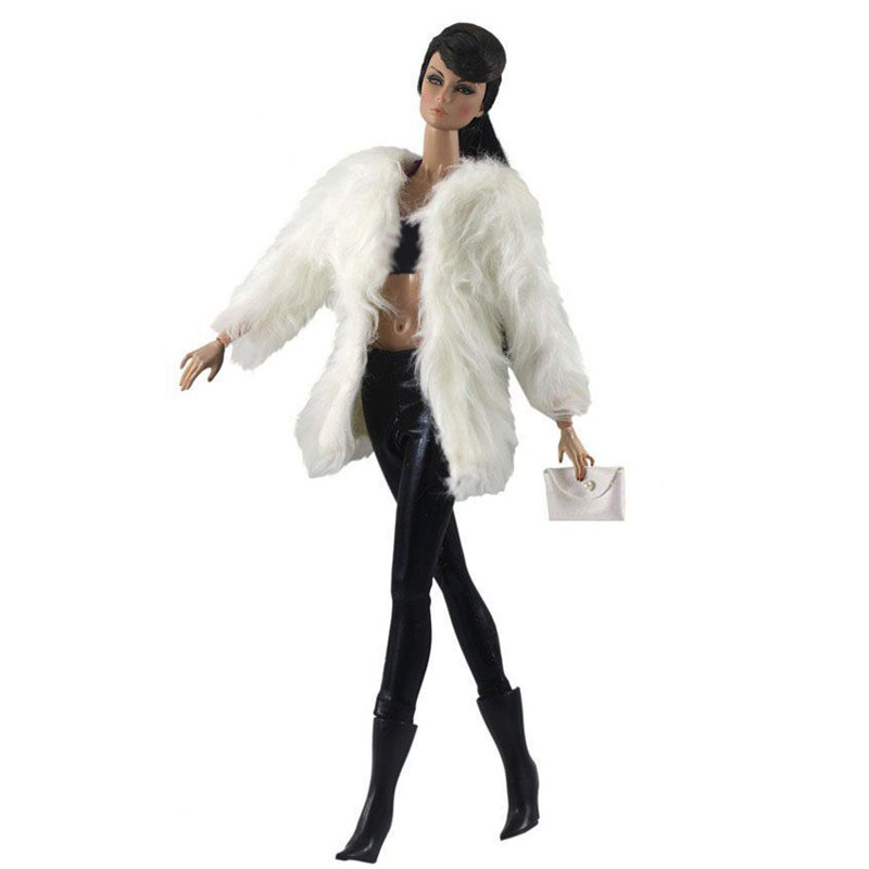 Áo Khoác Lông Màu Trắng Thời Trang Cho Búp Bê barbie Tỉ Lệ 1 / 6