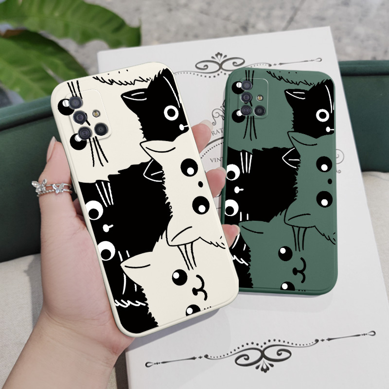 Ốp Điện Thoại Silicon Dẻo Họa Tiết Chú Mèo Dễ Thương Cho Samsung Galaxy A71 A51 4G A21S A31 A41